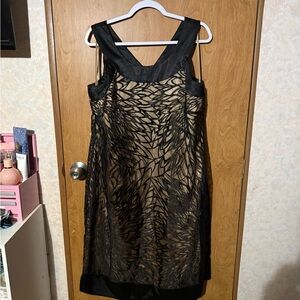 Lane Bryant Black and Gold Strapless Overlay Dress